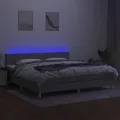 cadre de lit matelas LED Gris clair 200x200 cm Tissu