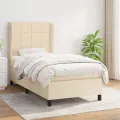 cadre de lit et matelas Crème 90x190 cm Tissu