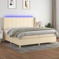cadre de lit matelas et LED Crème 200x200 cm Tissu