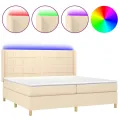 cadre de lit matelas et LED Crème 200x200 cm Tissu