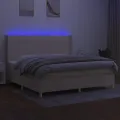 cadre de lit matelas et LED Crème 200x200 cm Tissu