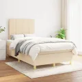cadre de lit avec matelas Crème 120x200 cm Tissu