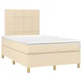 cadre de lit avec matelas Crème 120x200 cm Tissu