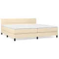cadre de lit avec matelas Crème 200x200 cm Tissu