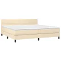 cadre de lit avec matelas Crème 200x200 cm Tissu