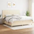cadre de lit avec matelas Crème 200x200 cm Tissu