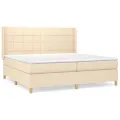 cadre de lit avec matelas Crème 200x200 cm Tissu