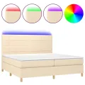 cadre de lit et matelas et LED Crème 200x200cm Tissu