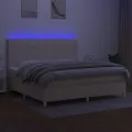 cadre de lit et matelas et LED Crème 200x200cm Tissu
