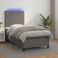 cadre de lit avec matelas et LED Gris 100x200 cm