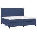 cadre de lit avec matelas Bleu 200x200 cm Tissu