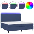cadre de lit et matelas et LED Bleu 200x200 cm Tissu