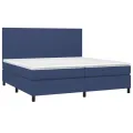 cadre de lit et matelas et LED Bleu 200x200 cm Tissu
