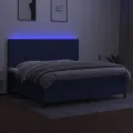 cadre de lit et matelas et LED Bleu 200x200 cm Tissu