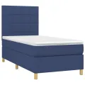 cadre de lit et matelas et LED Bleu 90x200 cm Tissu