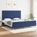 Cadre de lit avec tête de lit Bleu 180 x 200 cm Tissu
