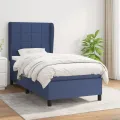 cadre de lit avec matelas Bleu 90x200 cm Tissu