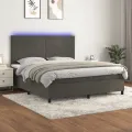 cadre de lit et matelas et LED Gris foncé 160x200 cm