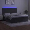 cadre de lit et matelas et LED Gris foncé 160x200 cm