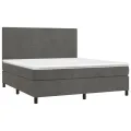 cadre de lit et matelas Gris foncé 160x200cm Velours
