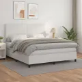cadre de lit avec matelas Blanc 160x200cm Similicuir