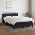 cadre de lit avec matelas LED Noir 140x200 cm Tissu