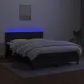 cadre de lit avec matelas LED Noir 140x200 cm Tissu