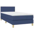 cadre de lit avec matelas Bleu 90x200 cm Tissu