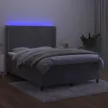 cadre de lit matelas et LED Gris clair 140x200 cm