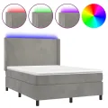cadre de lit matelas et LED Gris clair 140x190 cm