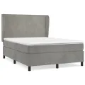 cadre de lit et matelas Gris clair 140x190cm Velours