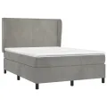 cadre de lit et matelas Gris clair 140x190cm Velours