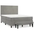 cadre de lit et matelas Gris clair 140x200cm Velours