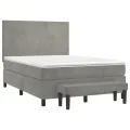 cadre de lit et matelas Gris clair 140x200cm Velours