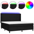 cadre de lit matelas et LED Noir 160x200 cm Tissu