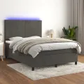 cadre de lit avec matelas LED Gris foncé 140x200 cm