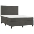 cadre de lit avec matelas LED Gris foncé 140x200 cm