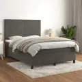 cadre de lit et matelas Gris foncé 140x200cm Velours