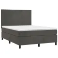 cadre de lit et matelas Gris foncé 140x200cm Velours