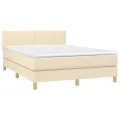 cadre de lit avec matelas LED Crème 140x190 cm Tissu