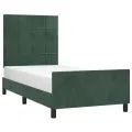 Cadre de lit avec tête de lit Vert foncé 90x200 cm Velours