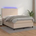 cadre de lit avec matelas LED Cappuccino 140x190 cm