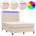cadre de lit avec matelas LED Cappuccino 140x190 cm