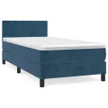 cadre de lit et matelas Bleu foncé 80x200 cm Velours