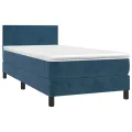 cadre de lit et matelas Bleu foncé 80x200 cm Velours