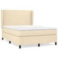 cadre de lit avec matelas Crème 140x190 cm Tissu