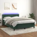 cadre de lit avec matelas LED Vert foncé 140x200 cm