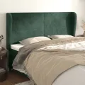 Tête de lit avec oreilles Vert foncé 163x23x118/128 cm Velours