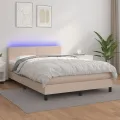 cadre de lit avec matelas LED Cappuccino 140x190 cm