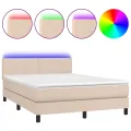 cadre de lit avec matelas LED Cappuccino 140x190 cm